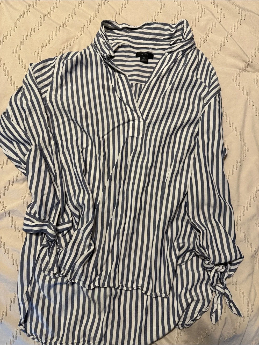 JCREW Women’s Striped V-Neck Tunic Top - Blue/White